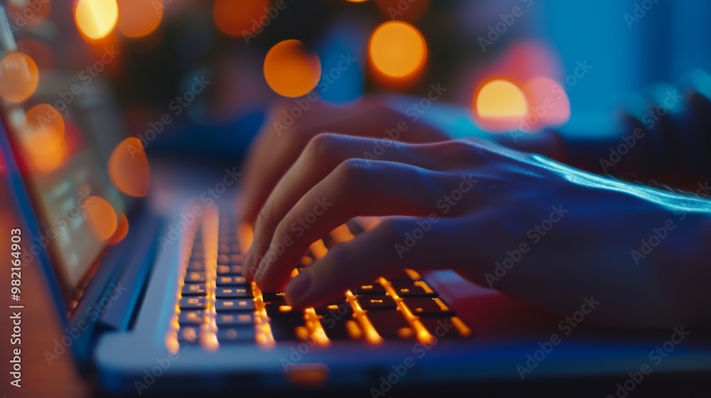 Close Up of Hands Typing on a Laptop Keyboard at Night Close Up of Hands Typing on a Laptop Keyboard at Night