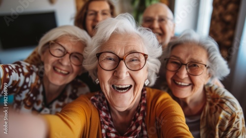 Happy Senior Friends Taking a Selfie Together