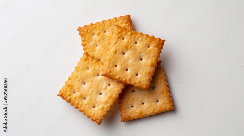 Crispy Square Crackers: Close-Up Photography of a Delicious Snack Crispy Square Crackers: Close-Up Photography of a Delicious Snack