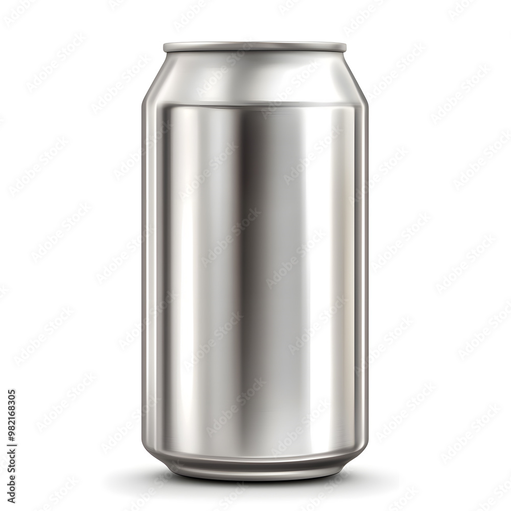 Silver metallic soda can mock up isolated on white background Silver metallic soda can mock up isolated on white background