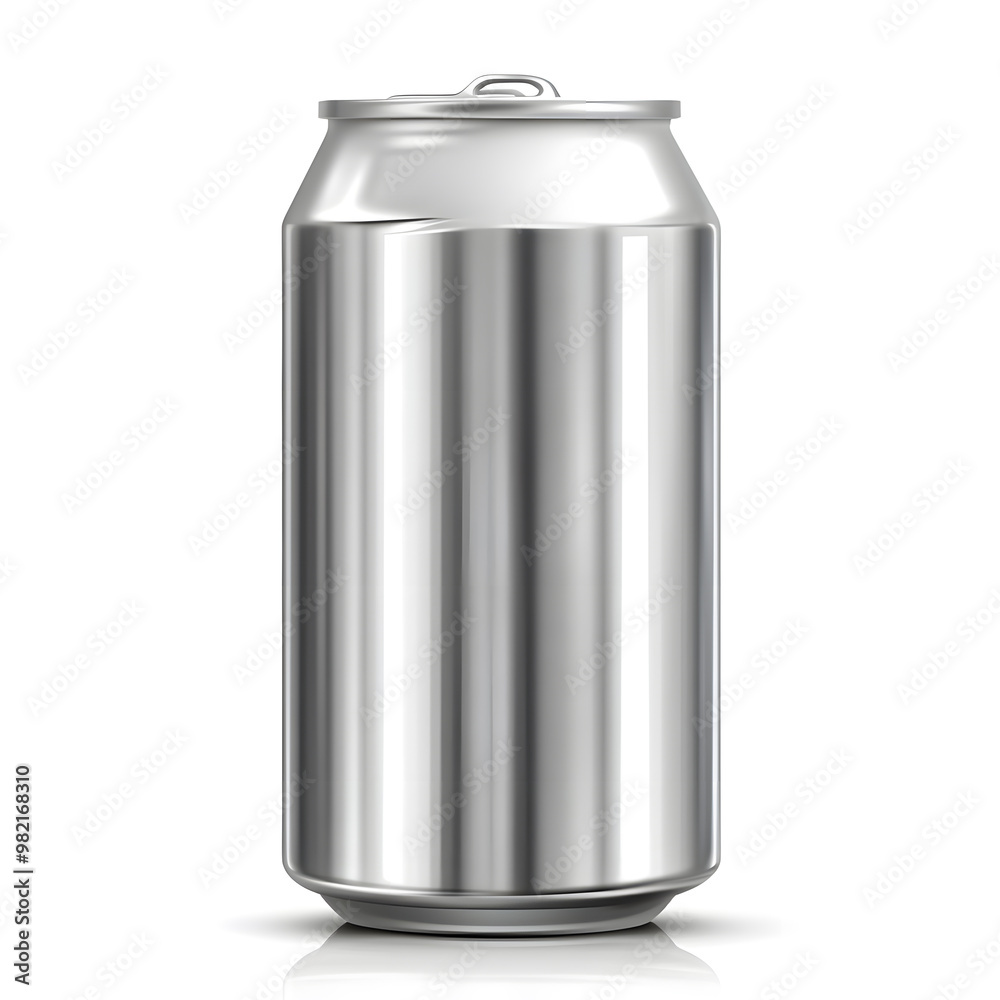 Silver metallic soda can mock up isolated on white background Silver metallic soda can mock up isolated on white background