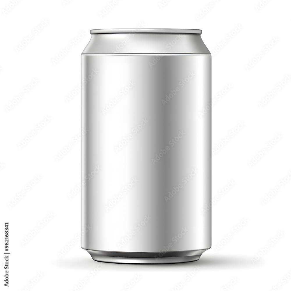Silver metallic soda can mock up isolated on white background Silver metallic soda can mock up isolated on white background