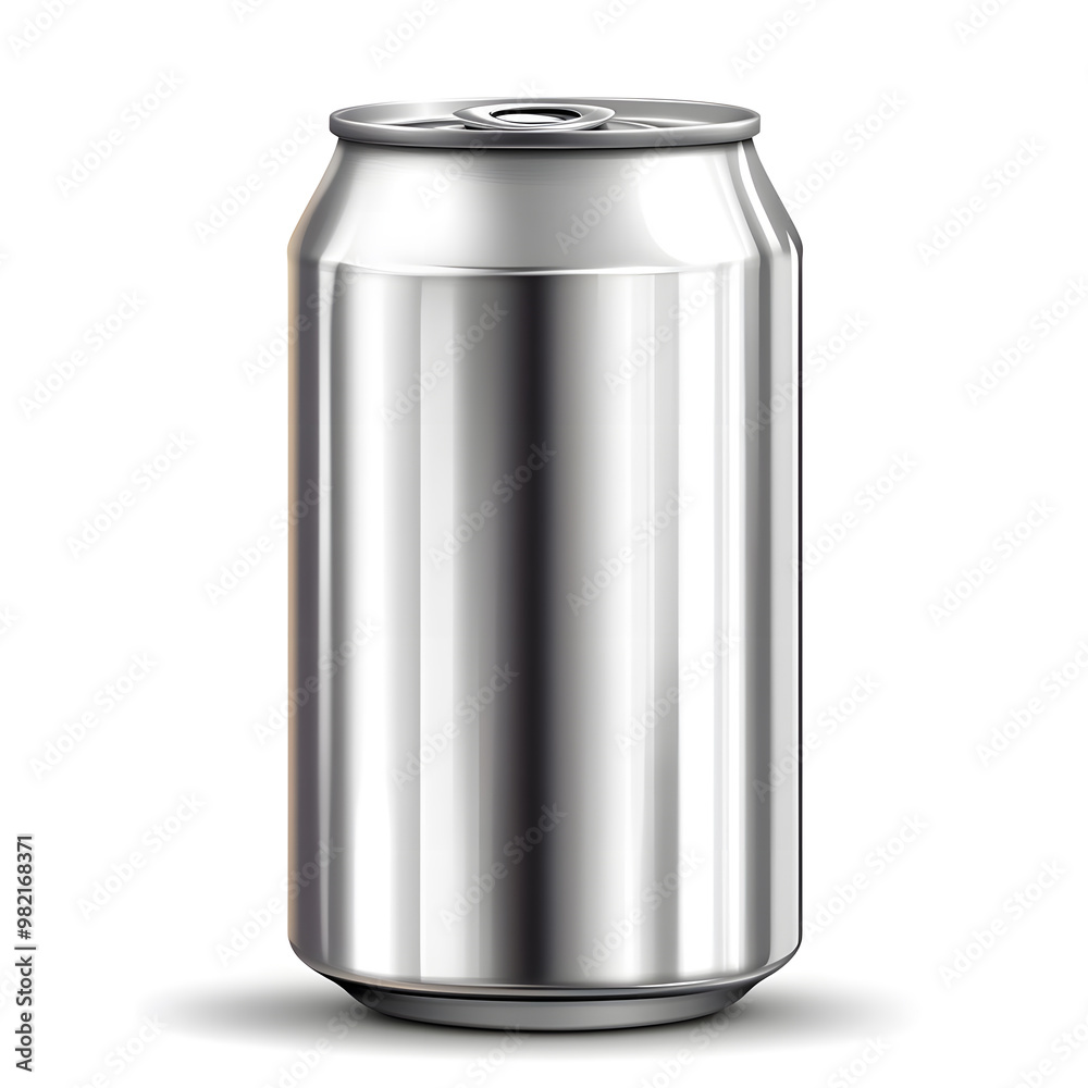 Silver metallic soda can mock up isolated on white background Silver metallic soda can mock up isolated on white background