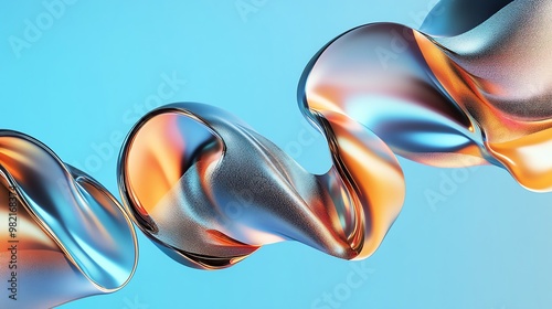 Abstract blue and gold liquid swirls against a light blue background.