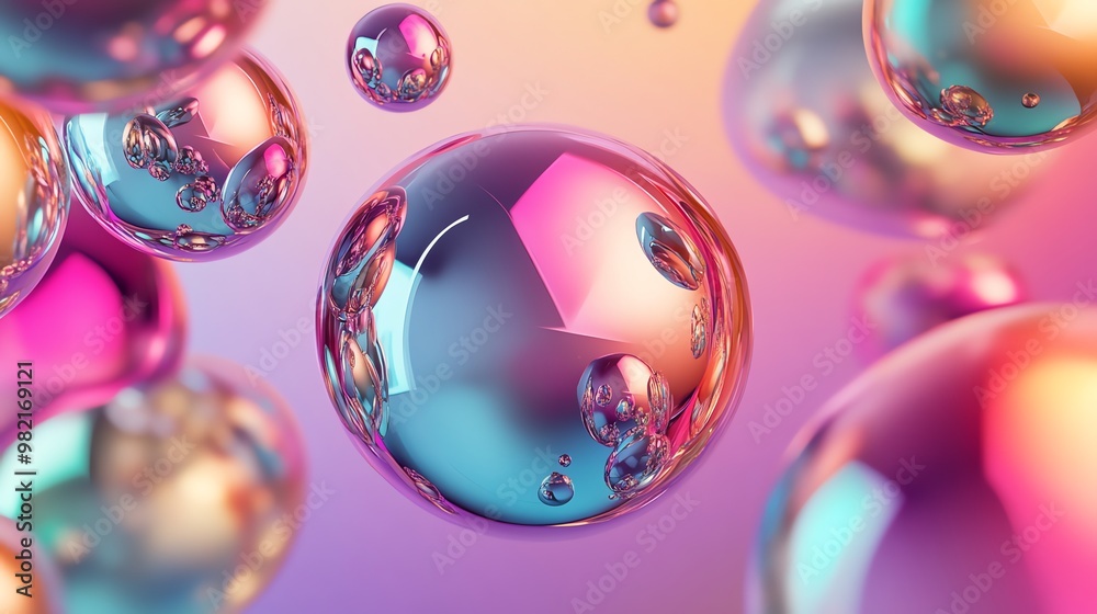 Abstract image with iridescent bubbles. Abstract image with iridescent bubbles.