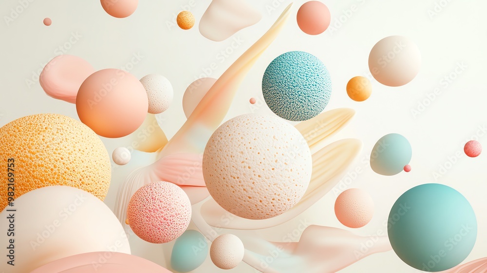 Abstract pastel colored 3D spheres and swirls. Abstract pastel colored 3D spheres and swirls.