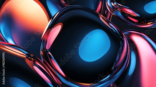 Abstract, colorful, and glossy spheres overlap in a dynamic composition.
