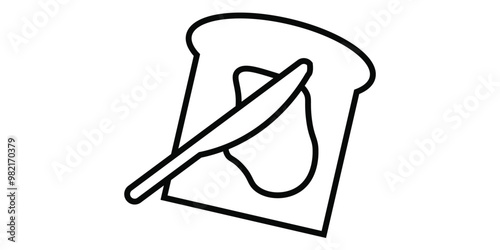 Slice of buttered bread and knife line icon. French-toast icon in outline style for mobile and web. Vector illustration.