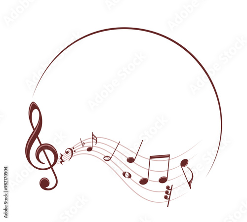 The stylized frame with music notes.