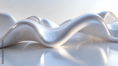 Abstract white glossy wave background.
