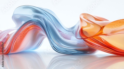 Abstract digital art of a blue and orange glass-like wave.