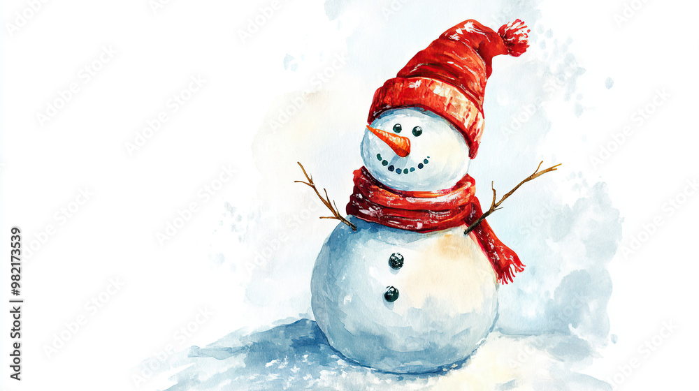 Fototapeta premium snowman card on a white background