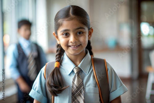 Indian Girl in School Uniform
 photo