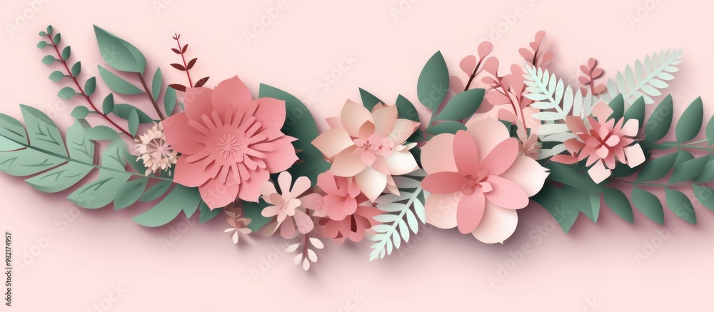 Paper Flower Arrangement on Pink Background Paper Flower Arrangement on Pink Background