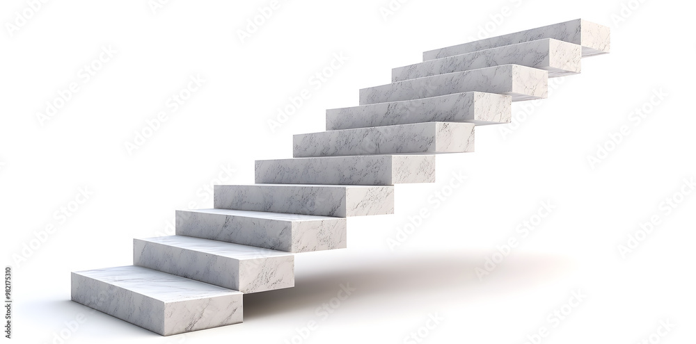 White steps architecture staircase isolated on white background White steps architecture staircase isolated on white background