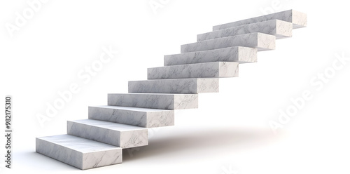 White steps architecture staircase isolated on white background