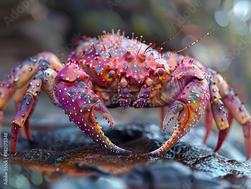 Vibrant Pink and Orange Crab Close Up