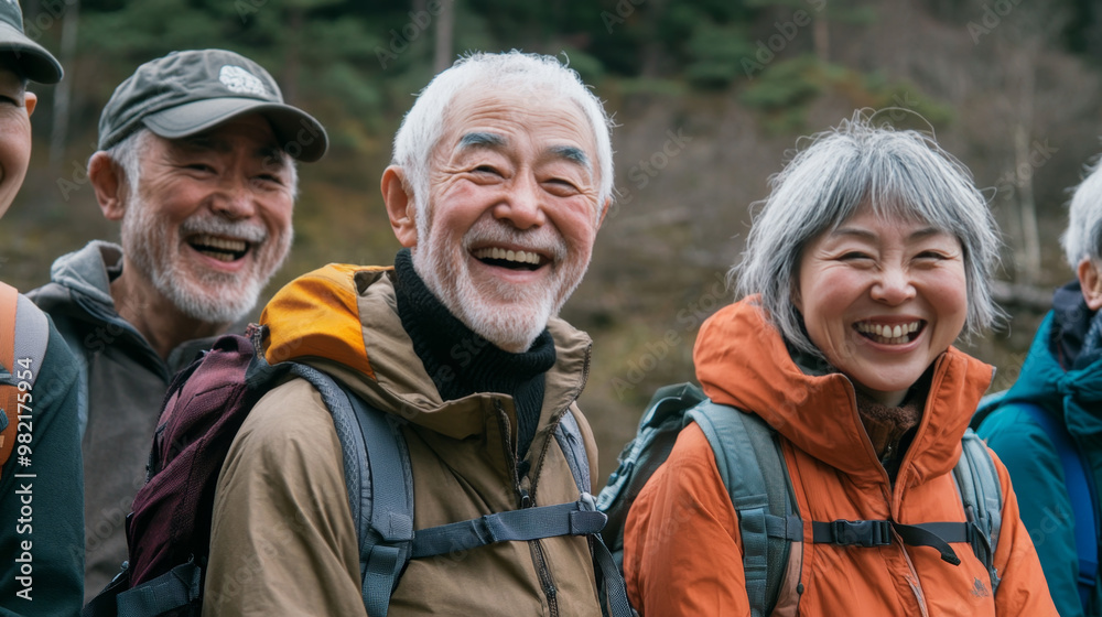 Happy Group of Senior Hikers Enjoying the Outdoors Happy Group of Senior Hikers Enjoying the Outdoors