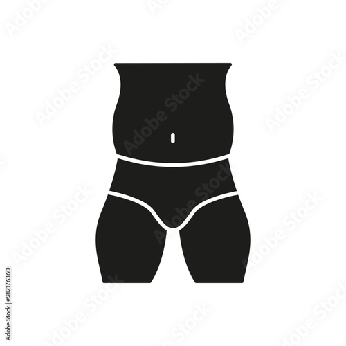 Man Overweight Silhouette Icon. Male Physical Appearance, Body Conditioning, Weight Management. Isolated Vector Illustration