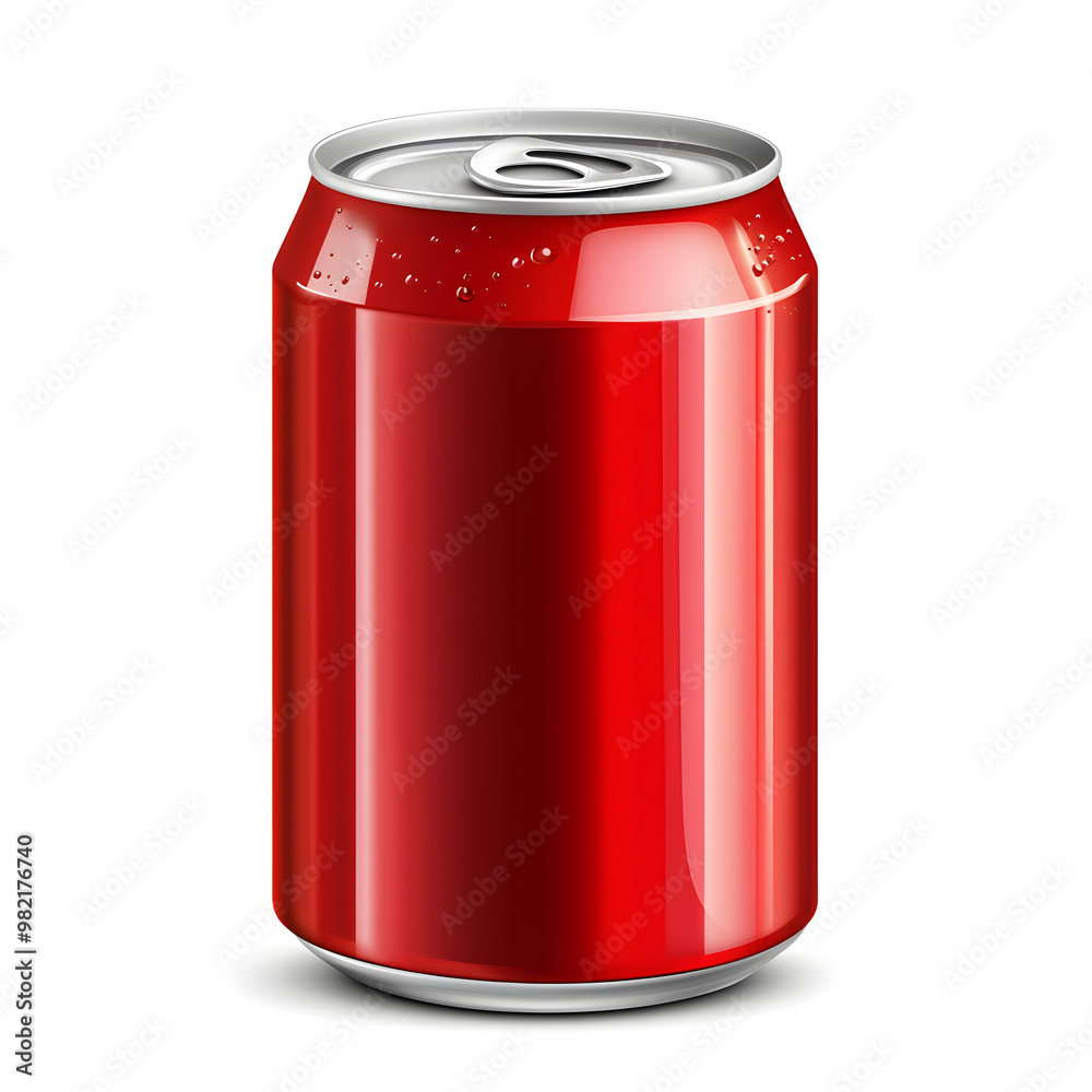 Red soda can realistic mock up isolated on white background