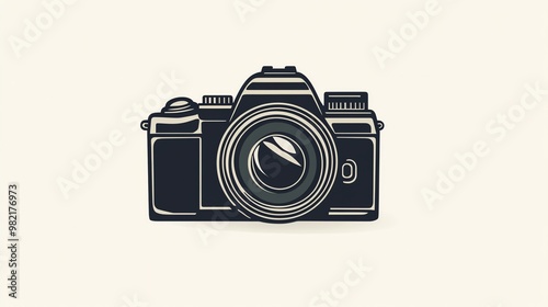 Vintage camera illustration in black and white.