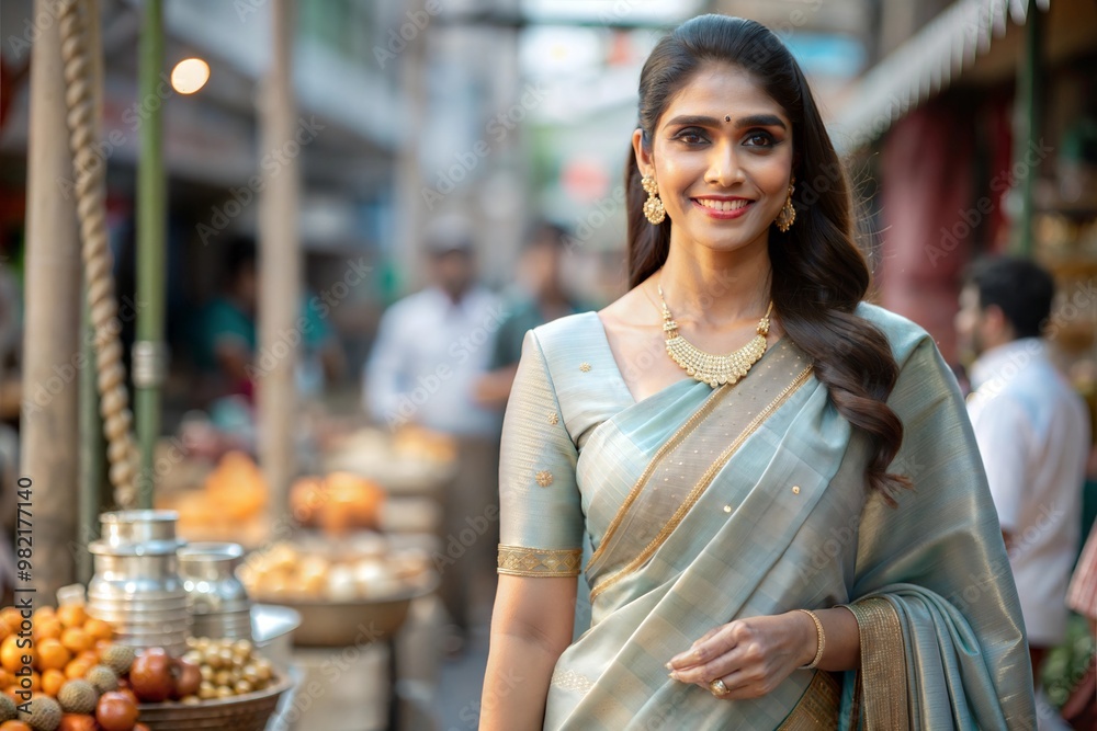Indian Woman Wearing Saree in Street Market
Indian Woman Wearing Saree in Street Market