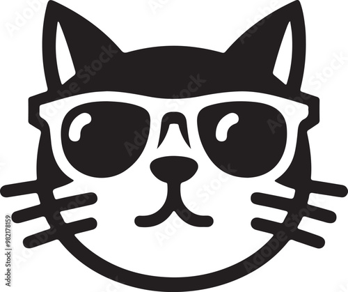 cat with sunglasses silhouette vector design eps