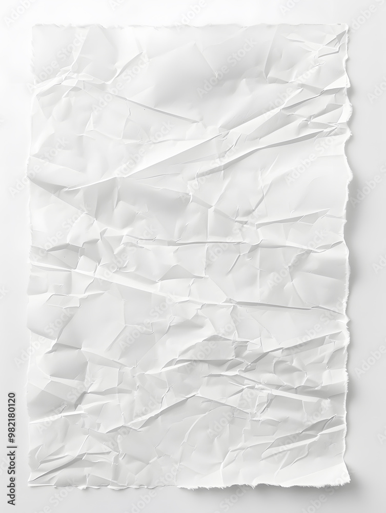 Obraz premium White crumpled paper isolated on white background. Wrinkles and irregular folds form intricate textures