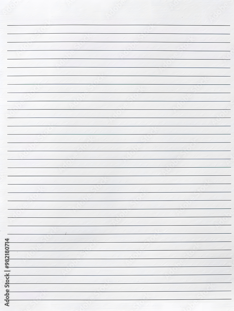 Notebook Lined Paper Background with horizontal lines neatly spaced across a clean white sheet Notebook Lined Paper Background with horizontal lines neatly spaced across a clean white sheet