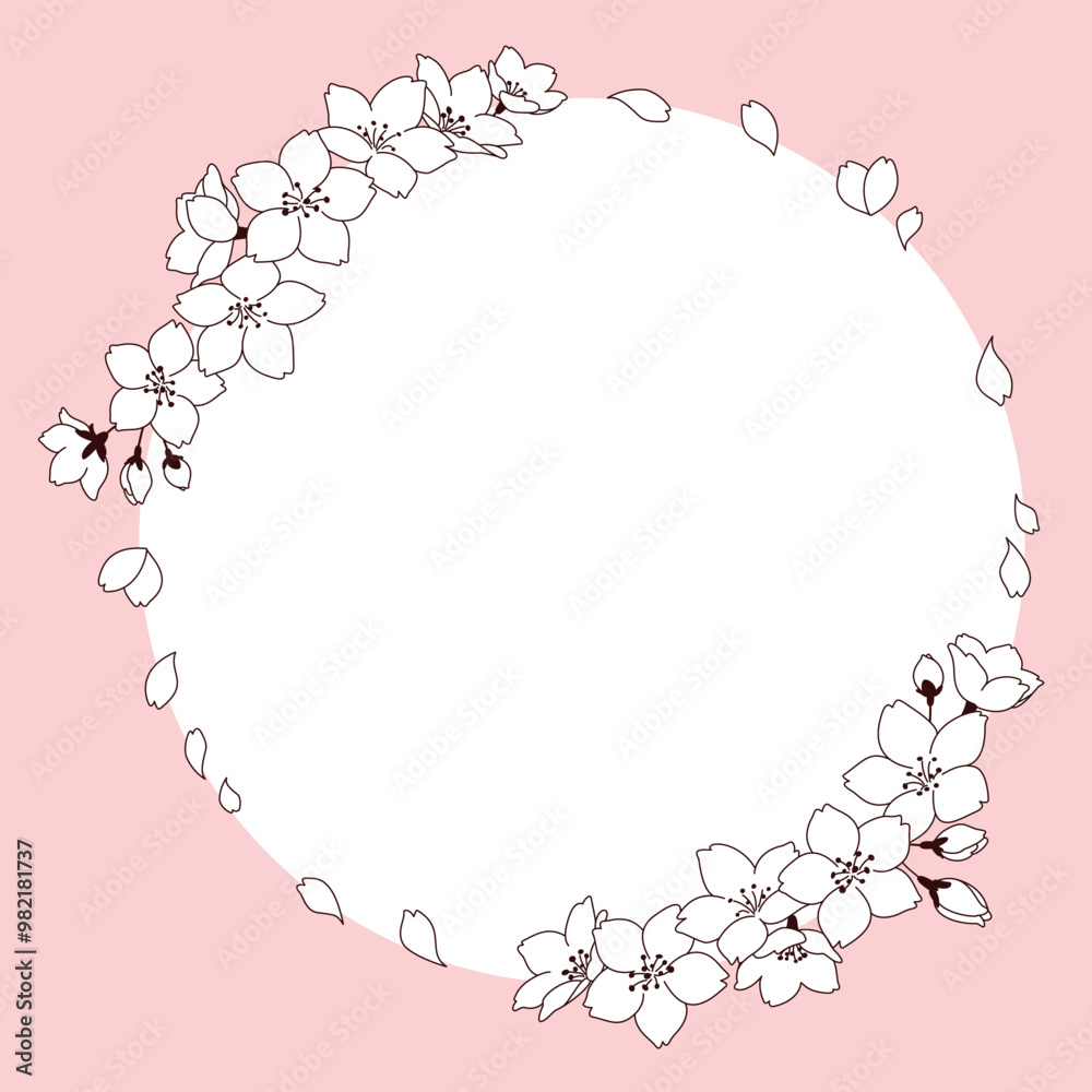 Obraz premium 桜の花のベクターフレーム素材