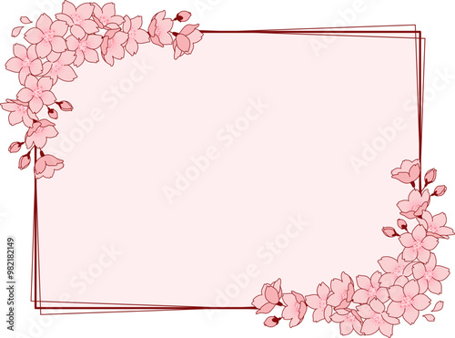 桜の花のベクターフレーム素材