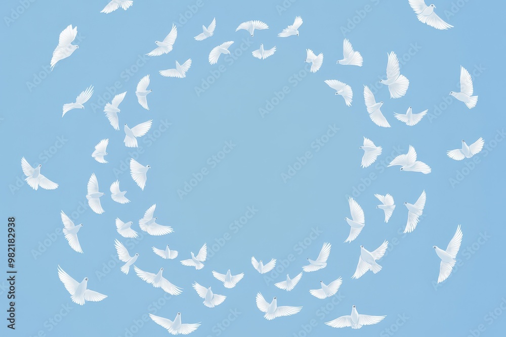 Silhouette bird pattern with textured effect on off-white background. Beautiful simple AI generated image