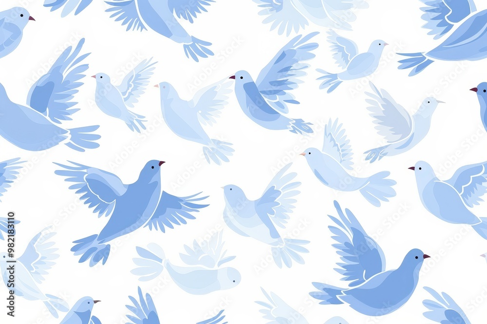 Fototapeta premium Silhouette bird pattern with textured effect on off-white background. Beautiful simple AI generated image