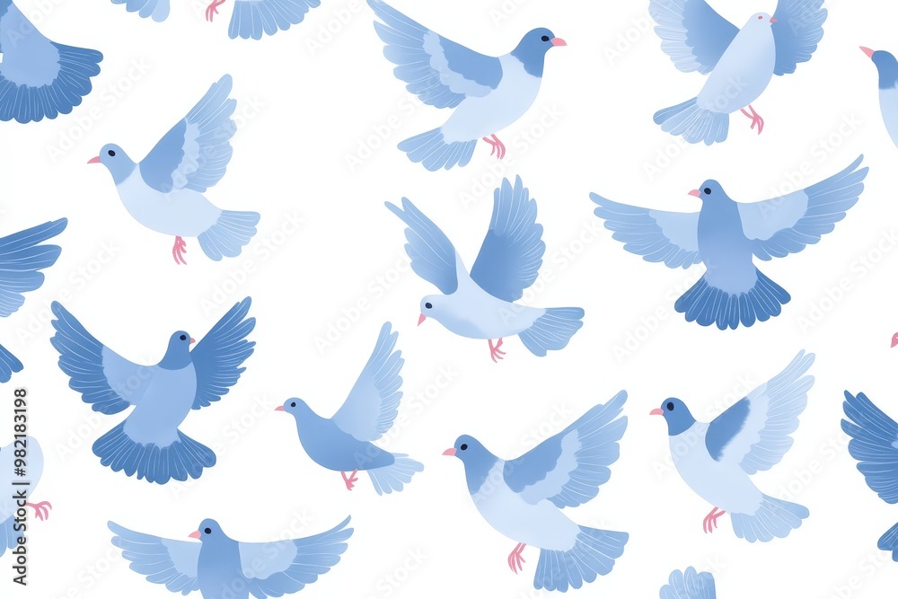 Fototapeta premium Silhouette bird pattern with textured effect on off-white background. Beautiful simple AI generated image