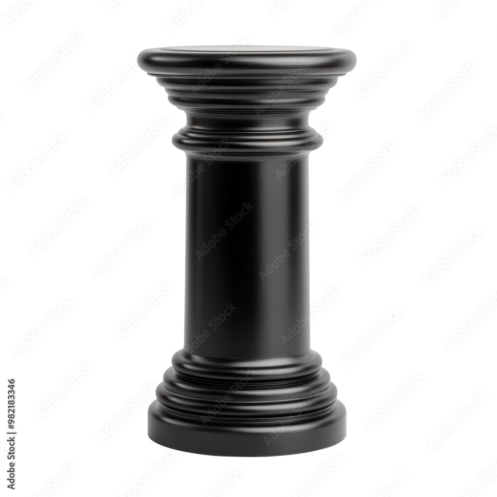 Black classic pedestal featuring a grooved design and sleek finish. Ideal for traditional decor or as a display piece. Isolated on transparent background, png. Black classic pedestal featuring a grooved design and sleek finish. Ideal for traditional decor or as a display piece. Isolated on transparent background, png.
