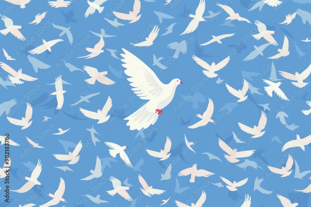 Silhouette bird pattern with textured effect on off-white background. Beautiful simple AI generated image