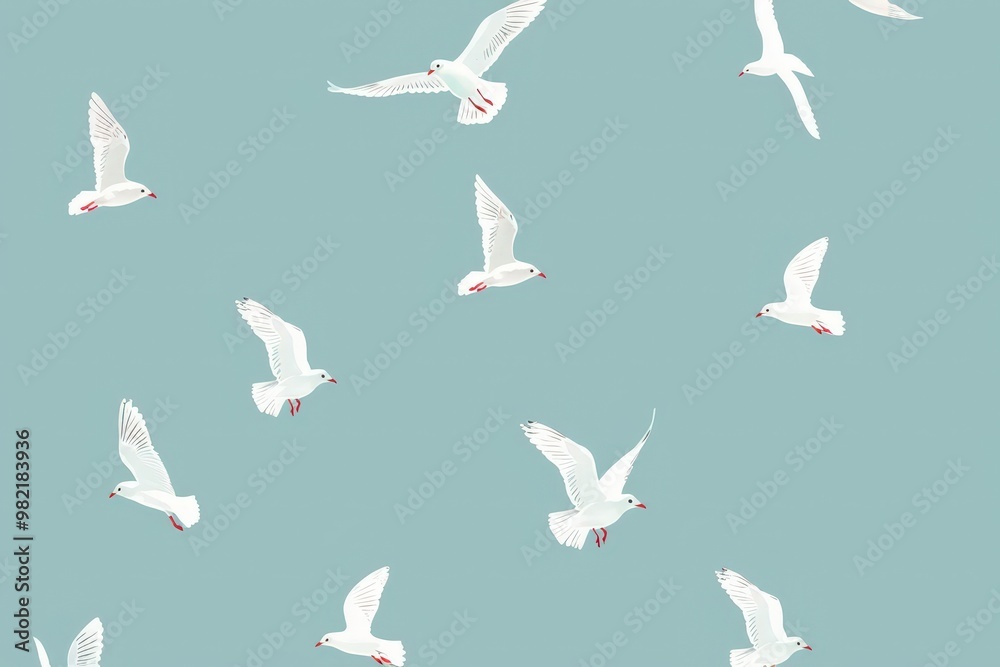 Obraz premium Silhouette bird pattern with textured effect on off-white background. Beautiful simple AI generated image