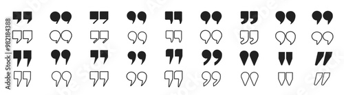 Set of quote mark vector icons. Black quotes icon collection.Vector quote sign.