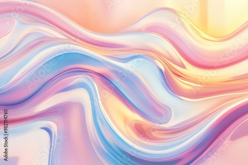 Smooth abstract background image with rainbow-colored waves , rainbow, colorful, abstract, smooth, waves, gradient, background. Beautiful simple AI generated image