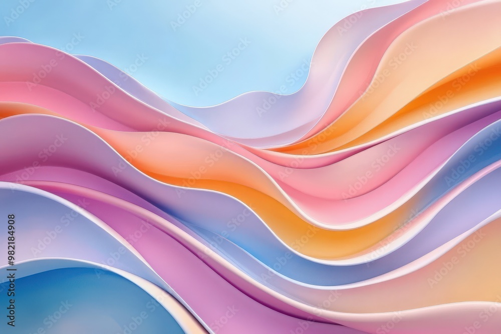Fototapeta premium Rainbow wave abstract background design element - curves banner. Beautiful simple AI generated image
