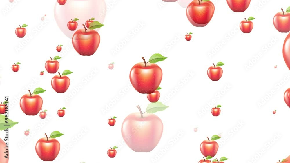 Lots of apples floating out, motion graphics