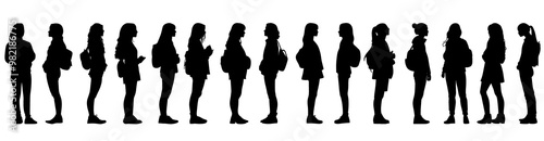 silhouettes of woman standing with backpack