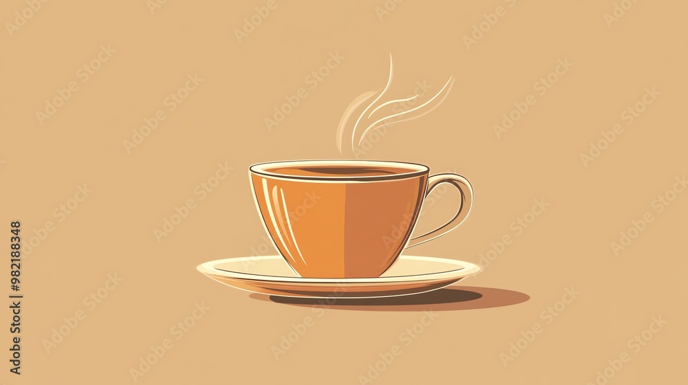 A simple illustration of a cup and saucer of coffee with steam rising. A simple illustration of a cup and saucer of coffee with steam rising.