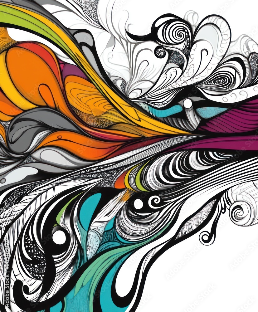 Colorful abstract design featuring flowing lines and shapes. Colorful abstract design featuring flowing lines and shapes.