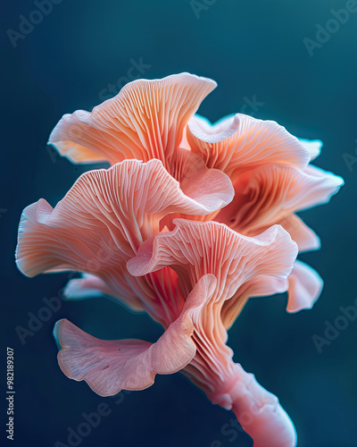 Delicate Coral Mushroom Branching in Pastel Shades, Highlighted by Subtle Below Lighting