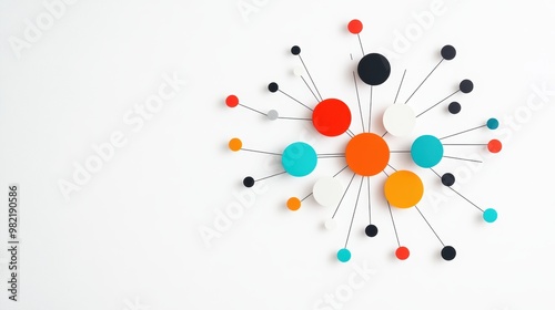 A minimalist circular network diagram depicting the different stakeholders involved in a specific project, with nodes representing individuals or organizations and connections representing