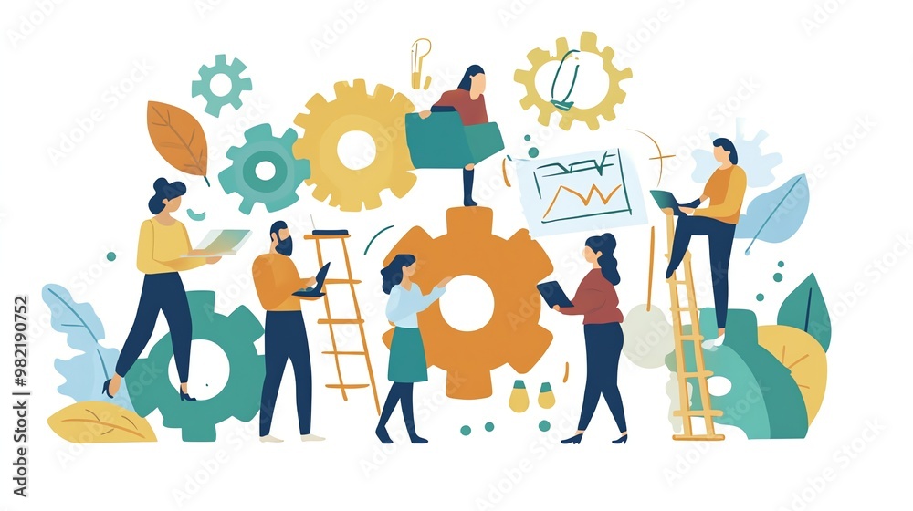 A team of diverse people working together on a project. A team of diverse people working together on a project.