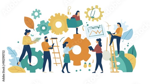 A team of diverse people working together on a project.