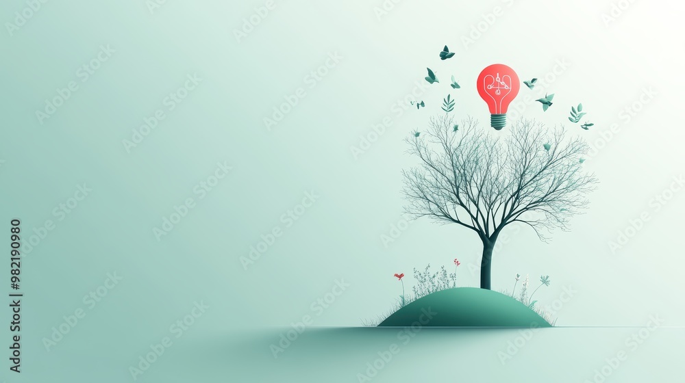 Obraz premium A minimalist graphic representing reinforcement learning, with an agent interacting with an environment and learning through trial and error.