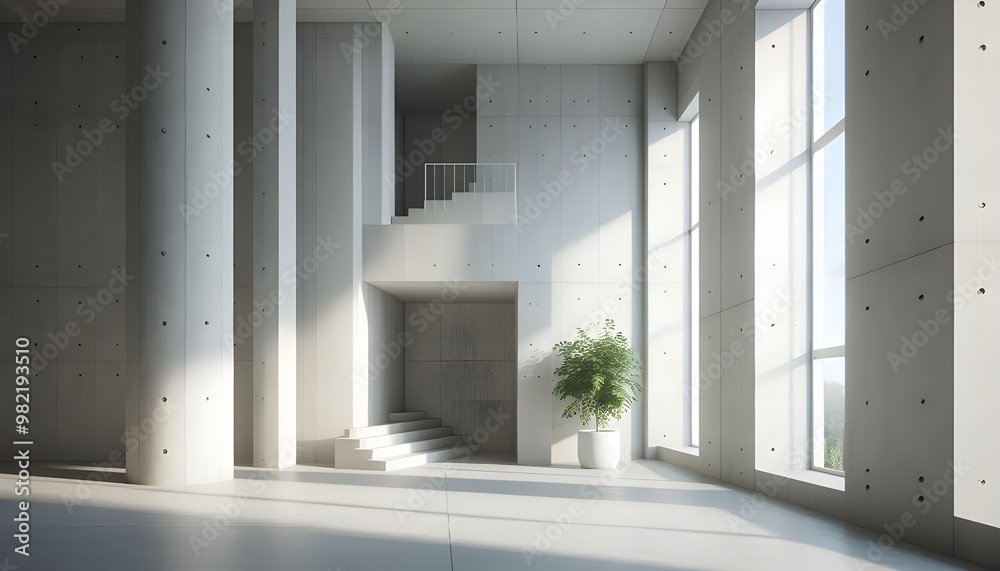 Fototapeta premium Minimalistic concrete interior with columns